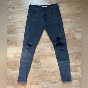 Levi Strauss Skinny Ripped Black Jeans